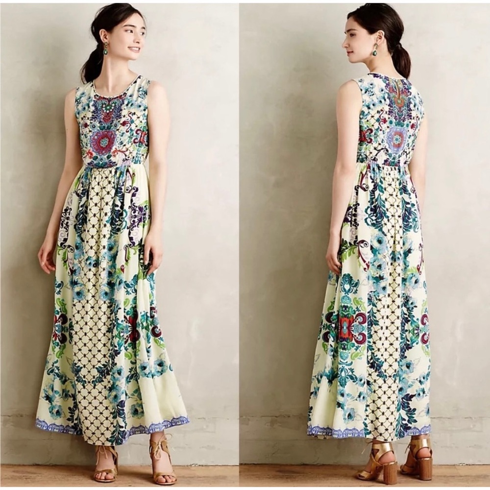 Anthropologie silk maxi dress